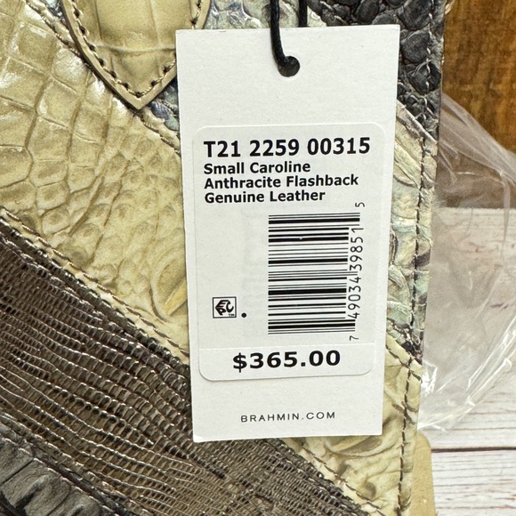 Brahmin Small Caroline Leather Satchel - Anthracite Flashback - Picture 5 of 6